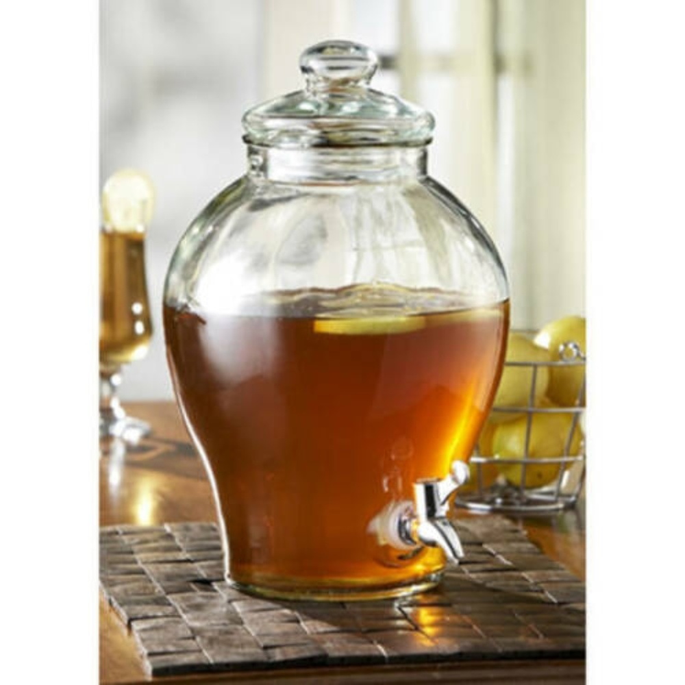 1.6 Gallon Glass Beverage Dispenser Water Jug Tea
